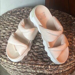 Sorel Cream Sandals with Crisscross Straps